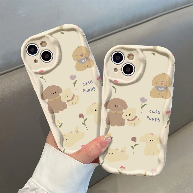 花朵小狗适用于iphone15苹果14手机壳13华为vivo小米oppo荣耀软壳