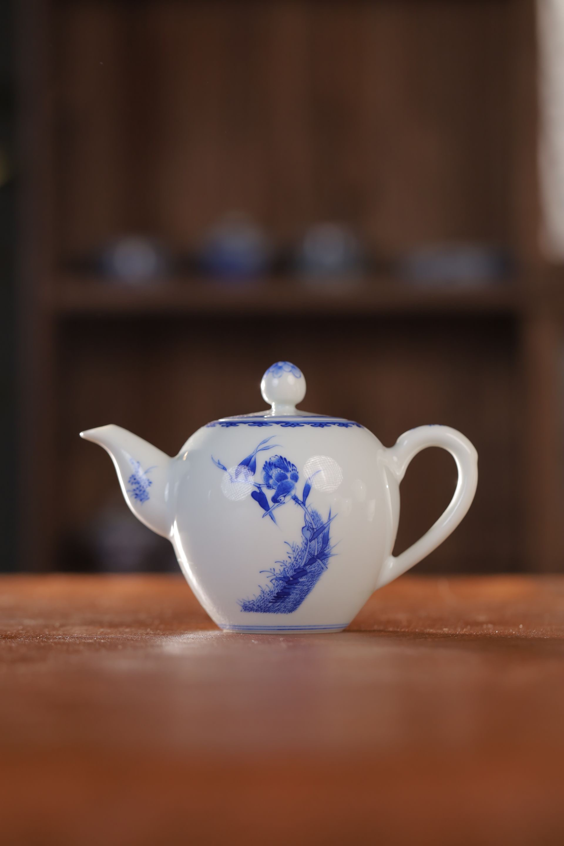 【九鸣·小桥窑】来钟珍藏  青花单翠壶  景德镇高端茶具