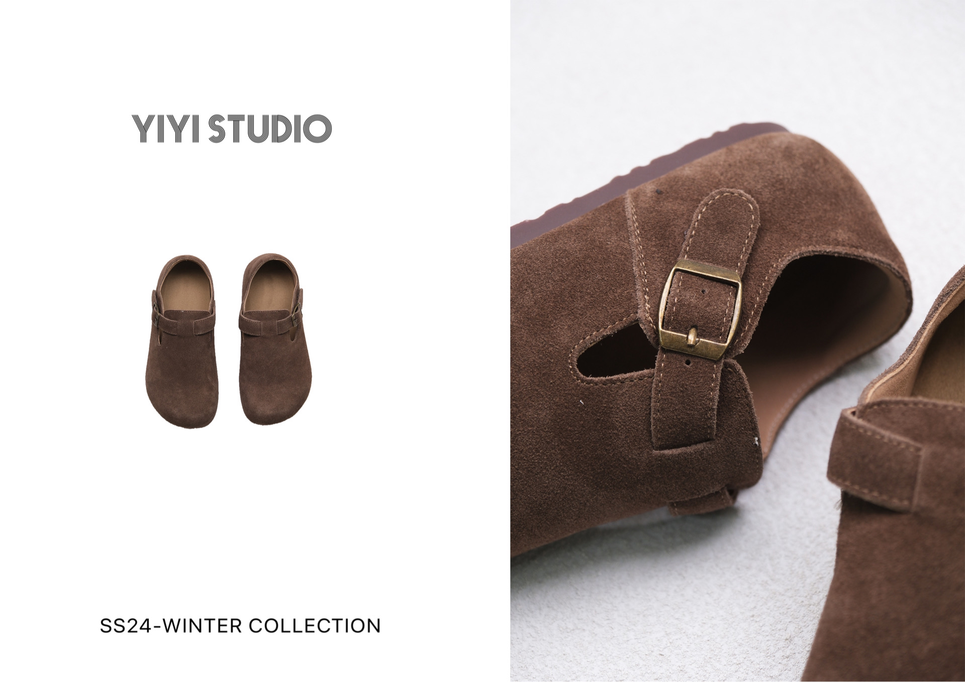 YiYi 童装秋款咖色勃肯鞋0352