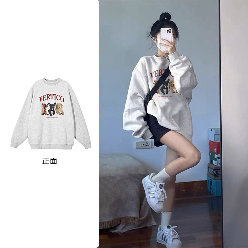 潮流套头连帽卫衣女春秋冬季新款宽松休闲百搭上衣oversize#R208