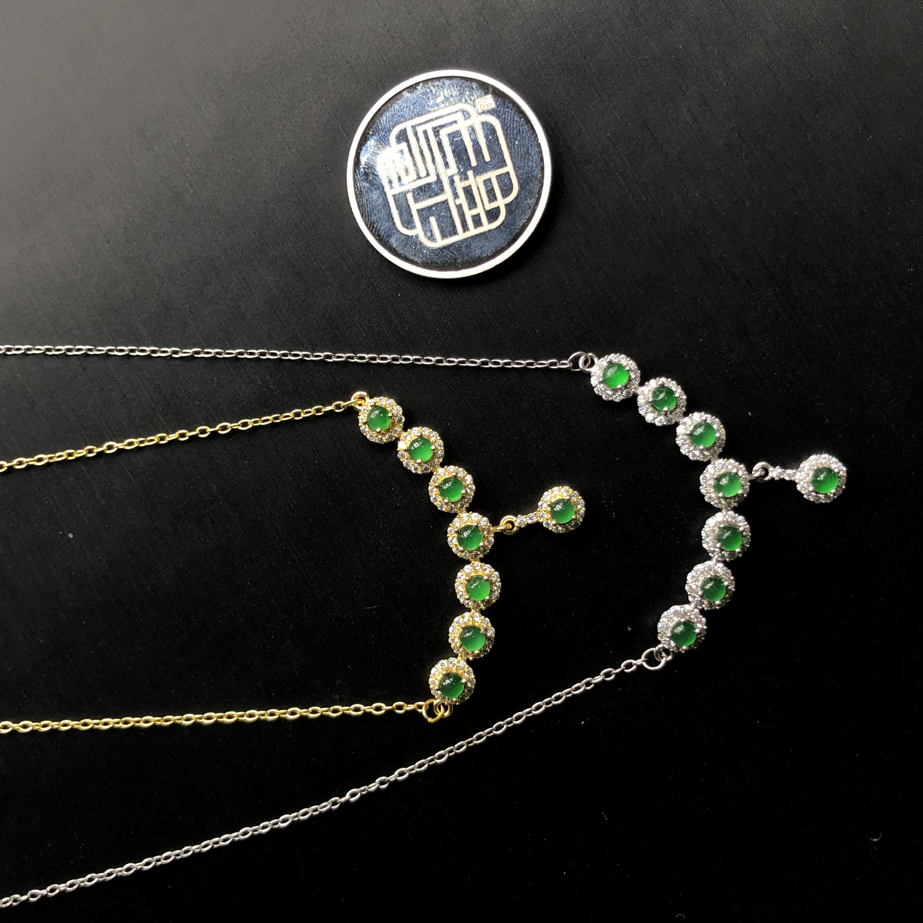 天然翡翠绿蛋面925银时尚小众项链【多样性发 只发一件】