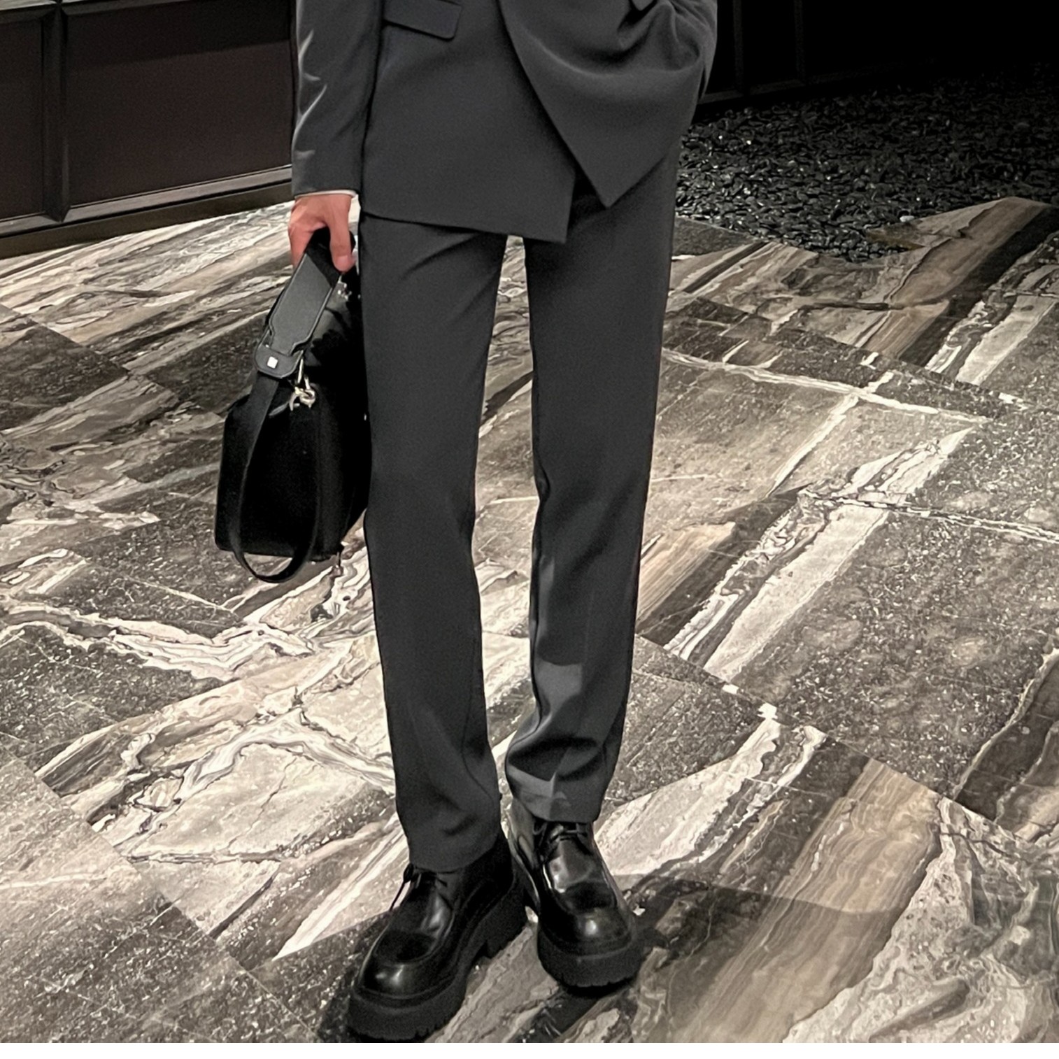 【润哥】秋冬新款休闲西装裤子男轻奢灰色百搭黑色休闲长裤男士2335