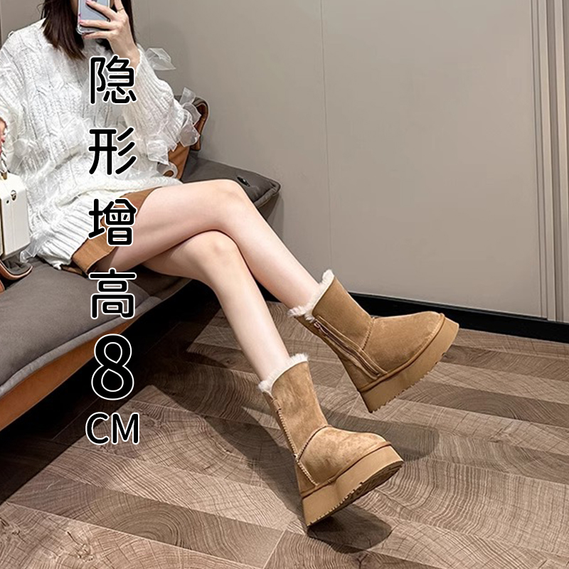 厚底保暖雪地靴女加厚冬季新款内增高短筒防水防滑加绒毛毛棉鞋女