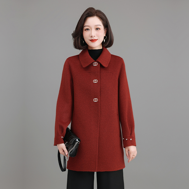 双面呢大衣2025新款中老年妈妈羊毛大衣女中长款时尚冬装呢子外套