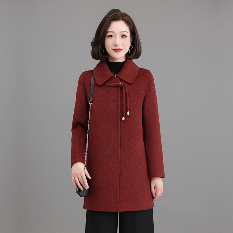 中年妈妈洋气高贵外套新中式新款双面羊绒大衣女中长款显瘦秋冬装