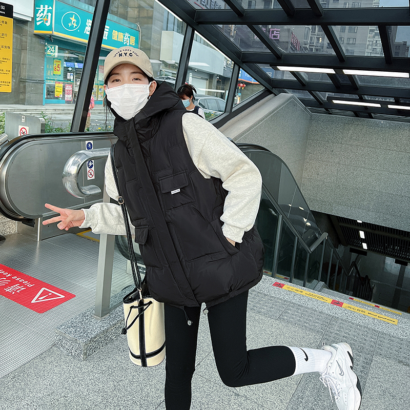 2022秋冬新款韩版宽松短款棉服马甲大码女百搭马甲背心工装面包服