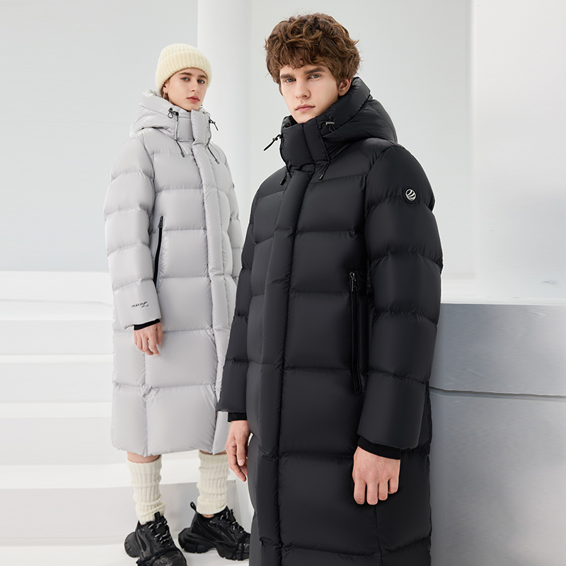 波司登时尚运动科技保暖泡芙长款羽绒服2023冬季防风过膝外套情侣