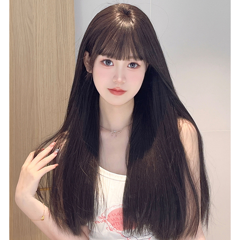 【元英妹妹】黑色长直发假发女款全头套长发仿真自然网红黑长直发套