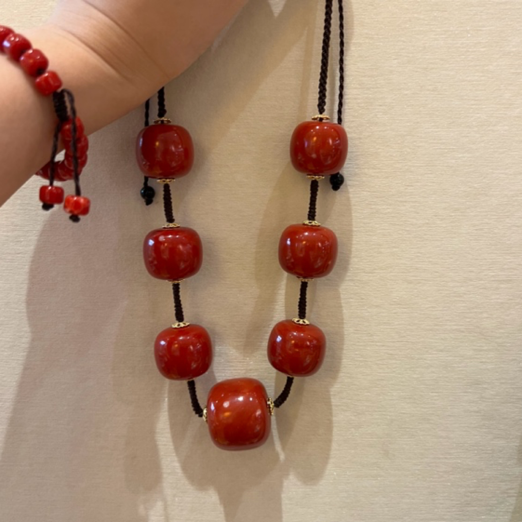 非金属珐琅吊坠 时尚款红色项链