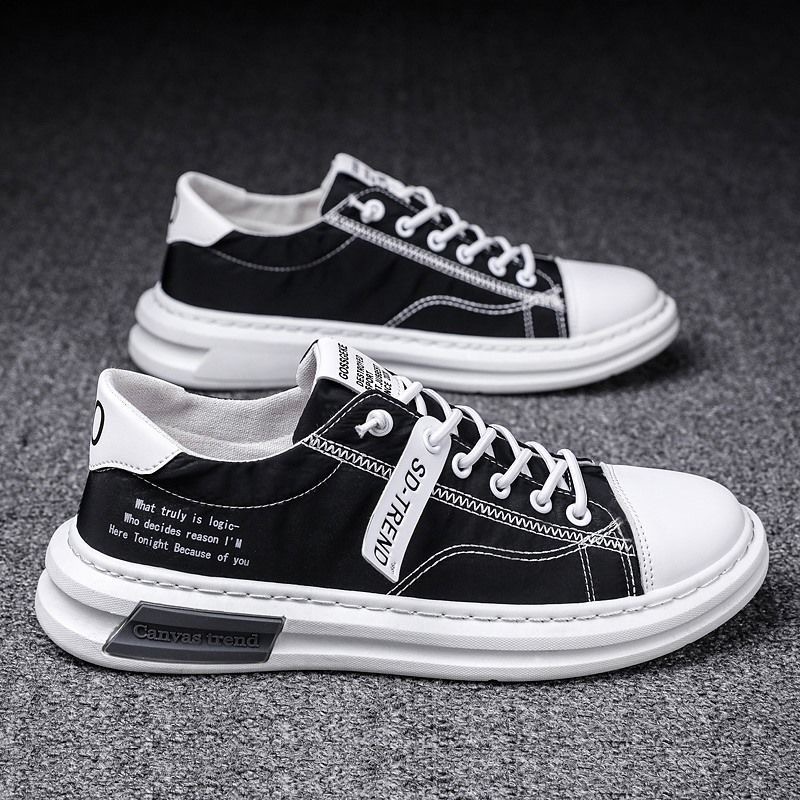 环球兄弟2024春男鞋休闲百搭冰丝帆布鞋厚底小白鞋学生潮牌老爹鞋