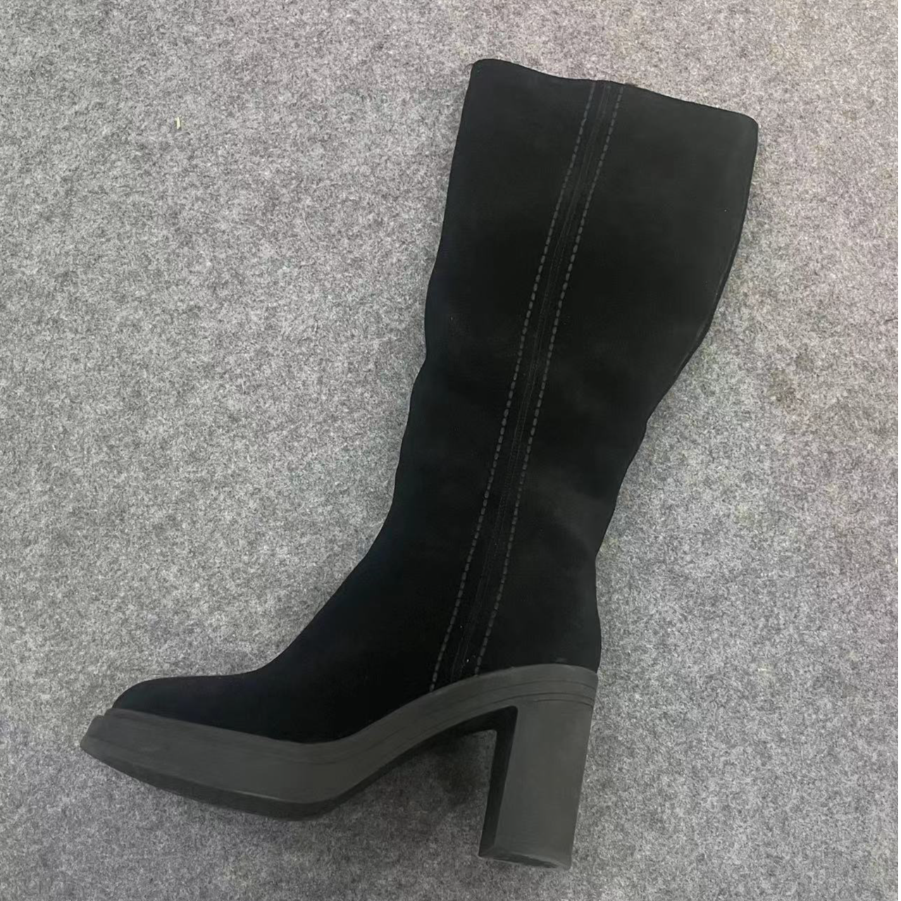 812-11新款冬季时装靴百搭圆头粗跟时尚短靴简约秋冬黑色女鞋女士