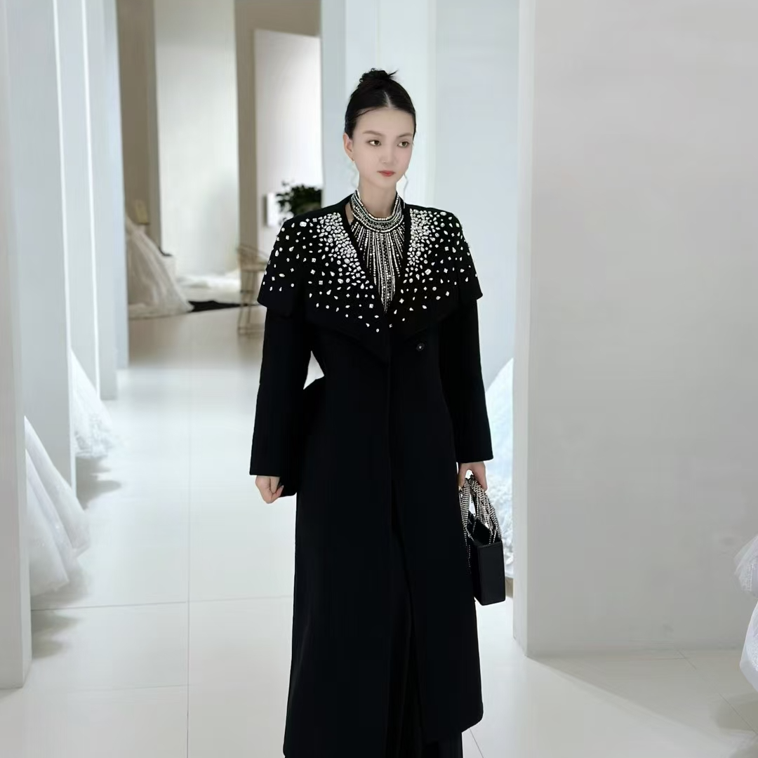 星星轻奢洋气闪耀高定女神长款大衣