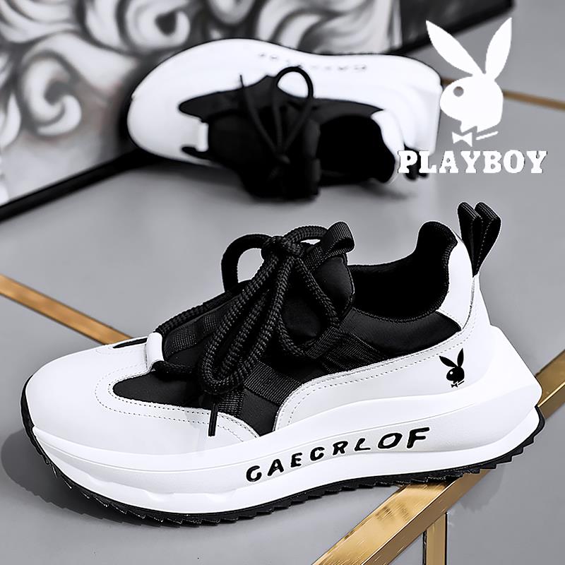 PLAYBOY男鞋2024冬季新款厚底面包鞋男休闲老爹鞋男运动鞋子男