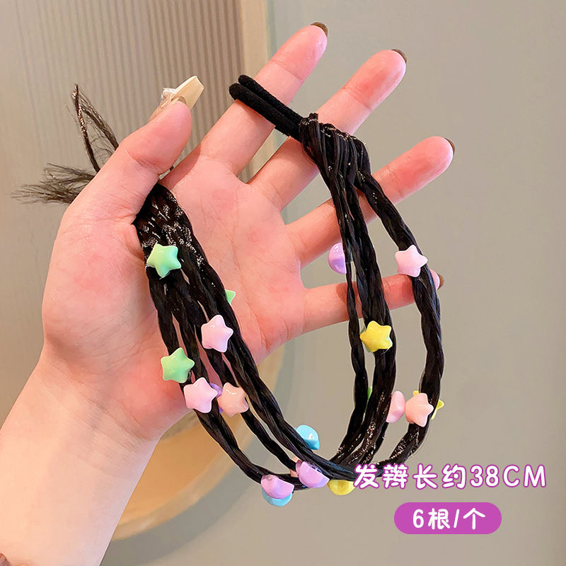 新款儿童爱心假发辫发圈女童高马尾免扎发神器小女孩甜酷拳击辫子