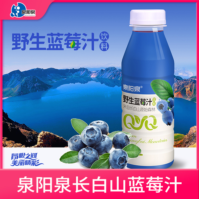 【东北特产】泉阳泉长白山野生蓝莓汁天然花青素果汁饮料420ml*12
