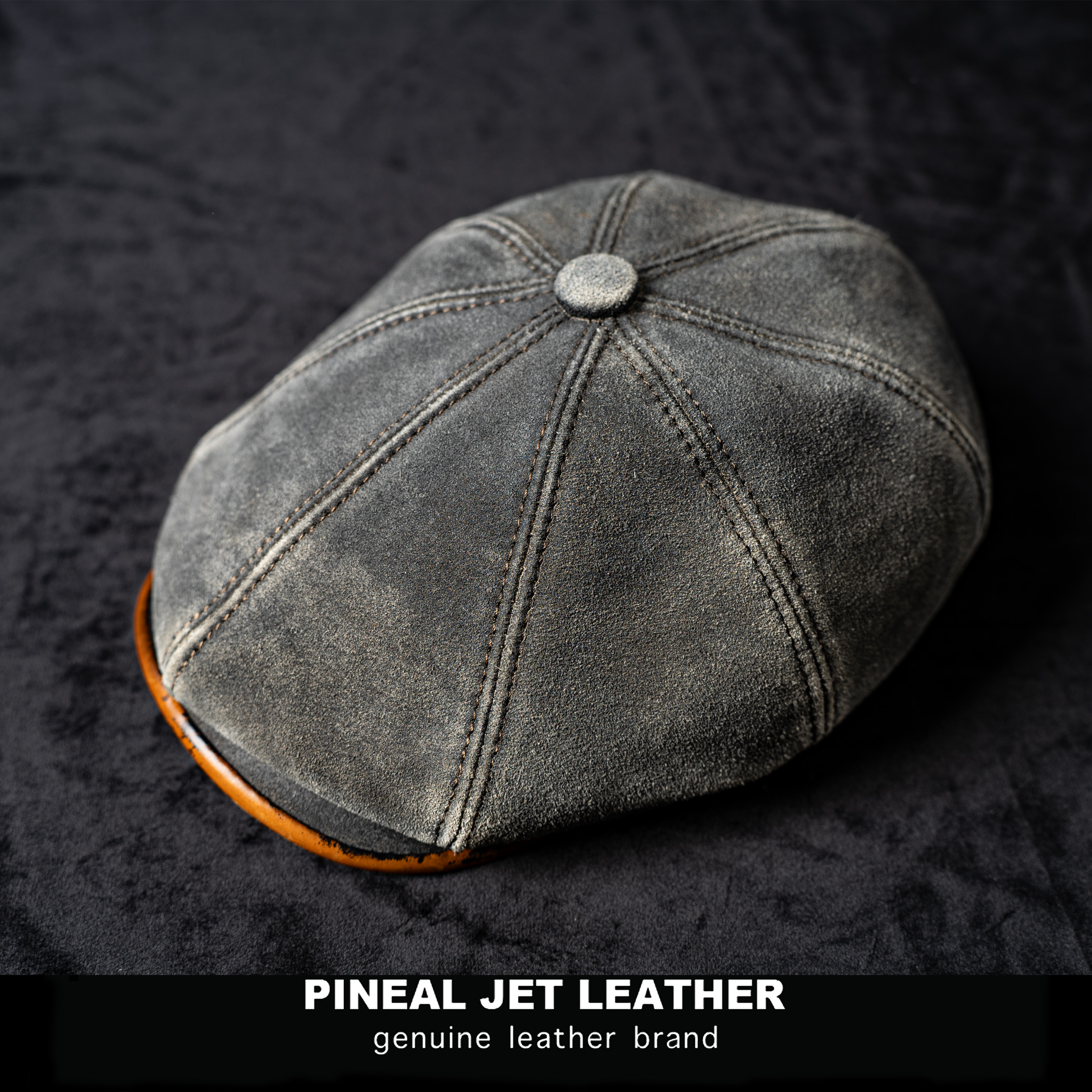 PJL秋冬日系复古牛皮磨面男女百搭时尚文艺报童帽