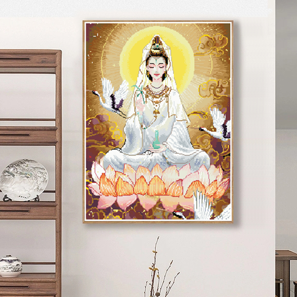 【观音】满钻钻石画手工DIY粘贴钻客厅玄关装饰画挂画钻石十字绣