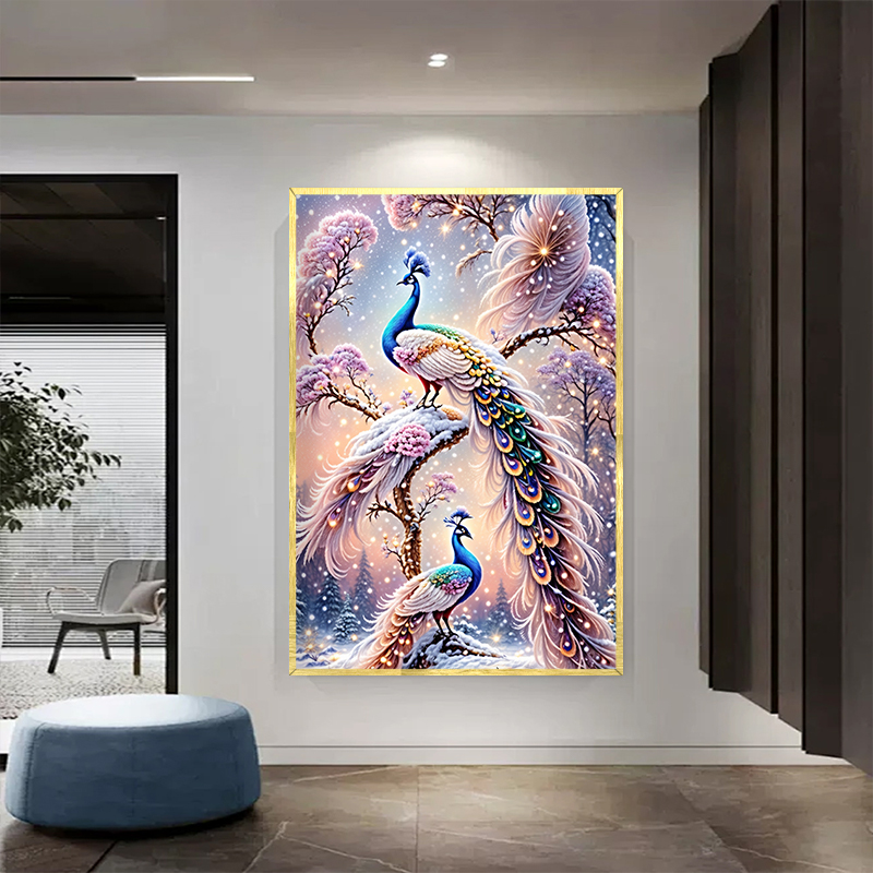 【七彩孔雀（方钻）】满钻钻石画动物装饰挂画卧室手工DIY