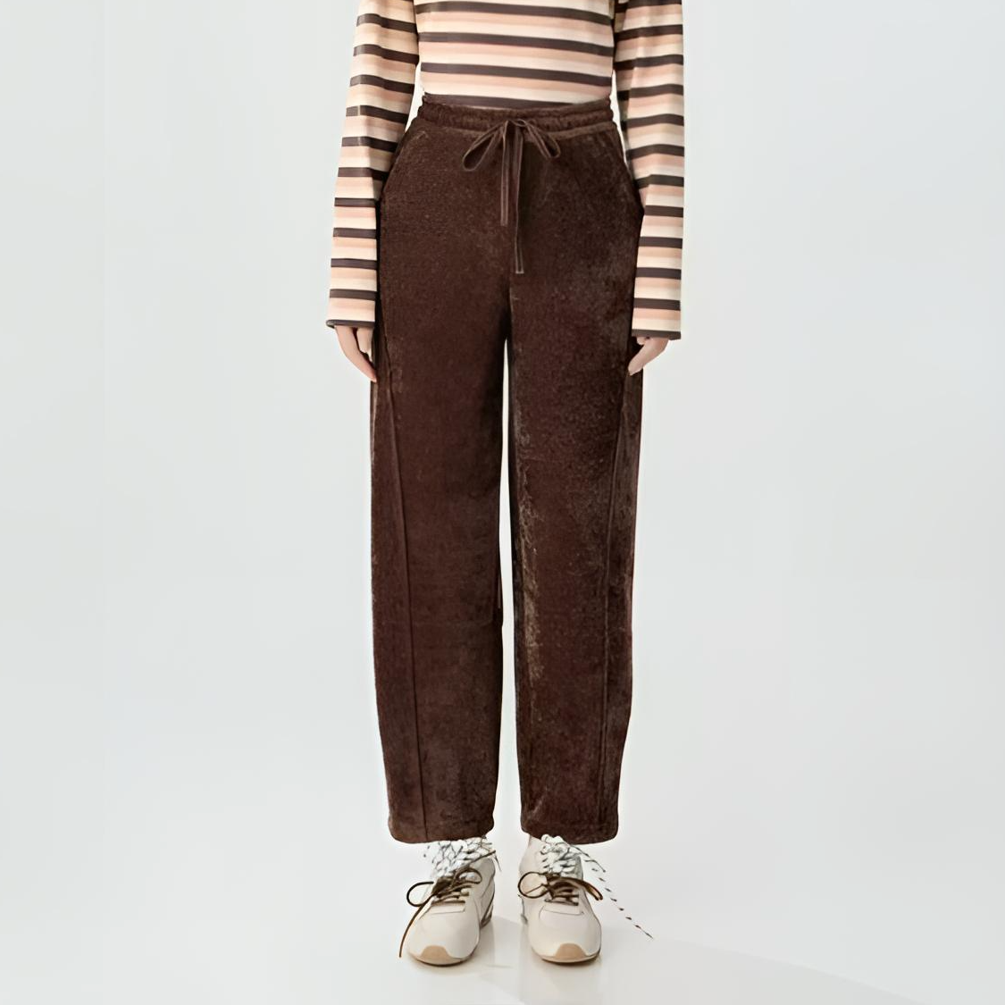 商场同款2025冬新款百搭松紧腰保暖加绒雪尼尔休闲香蕉裤1100480