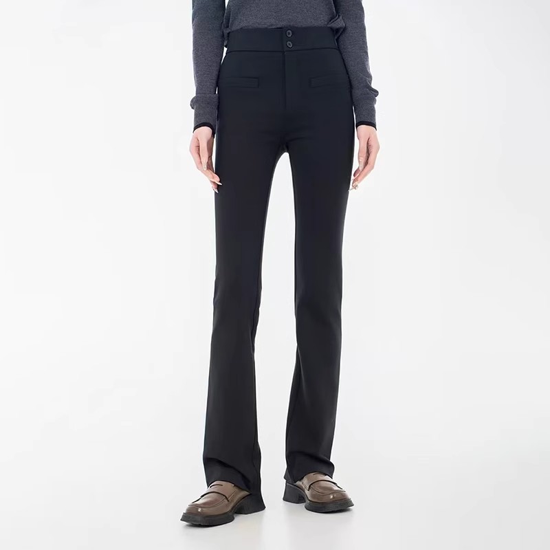 商场同款女装2025秋冬新款高腰修身显瘦加绒超模微喇长裤510060