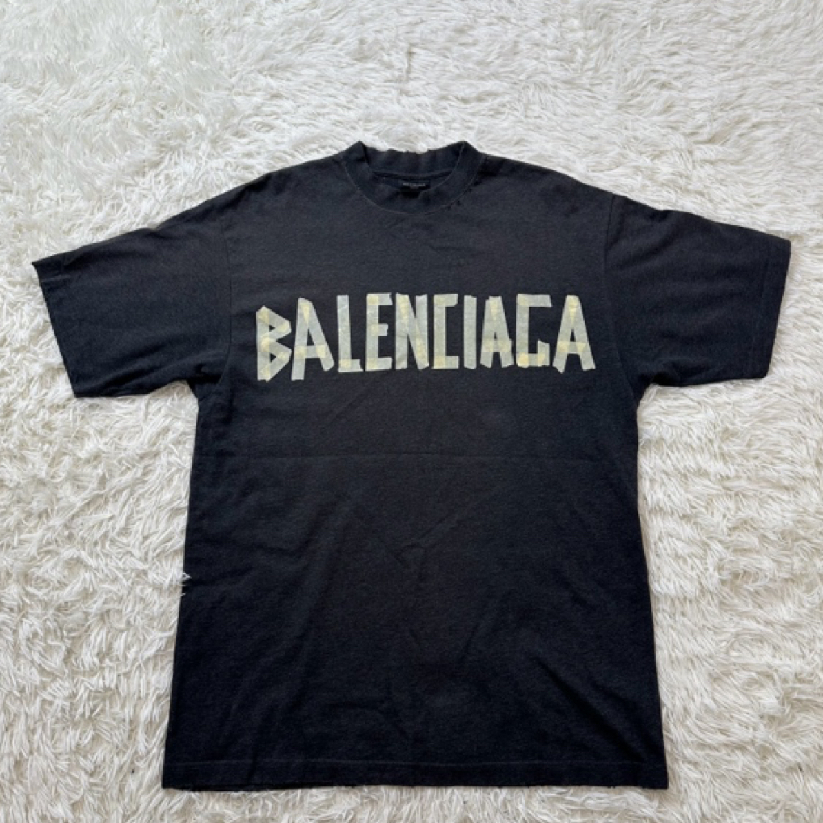 Balenciaga巴黎世家 24款黑胶带字母短袖/XS码/全新带吊/公价7900