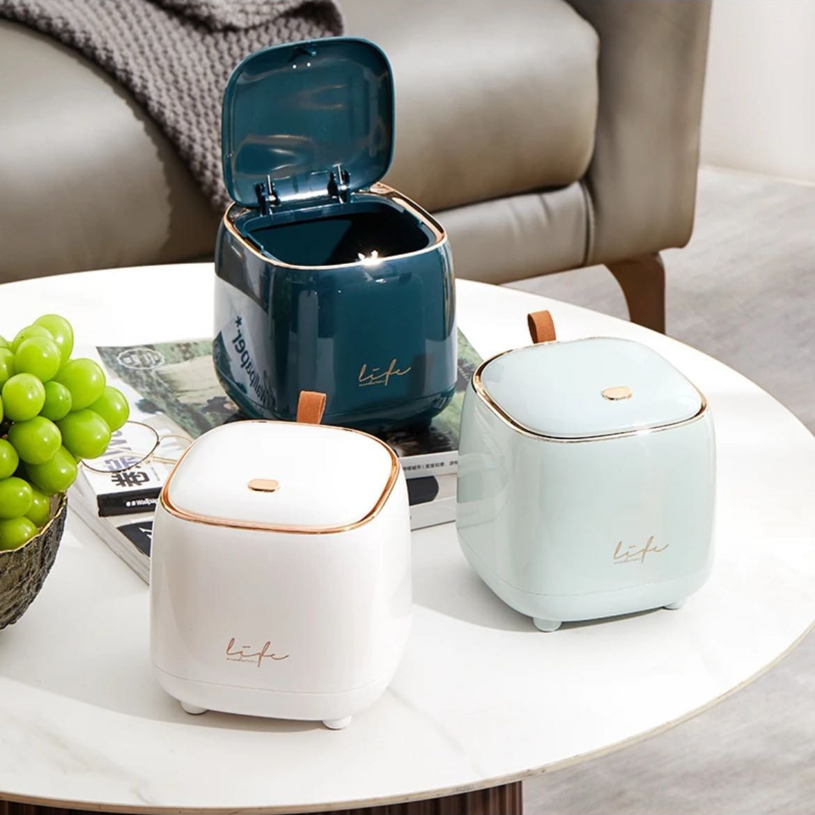 桌面垃圾桶家用可爱餐桌卫生间高档宿舍小号茶几客厅高颜值收纳桶