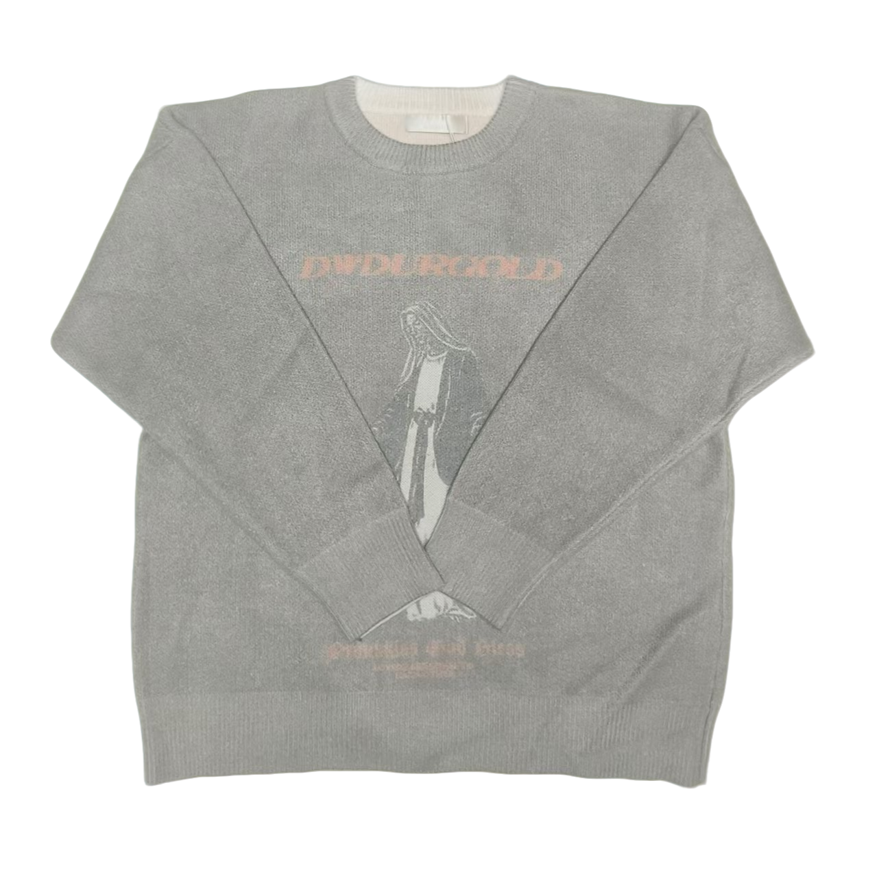 包芯纱慵懒风个性耶稣印花毛针织衫男女休闲长袖圆领加绒783