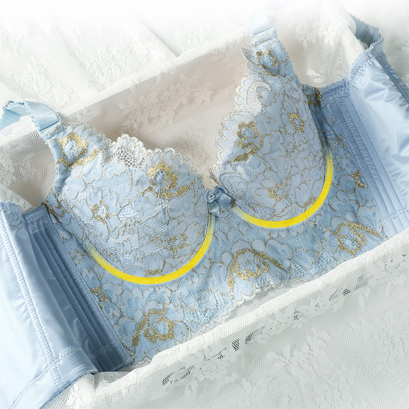 美容院蕾丝薄杯软钢圈聚拢上托内衣收副乳6扣女士内衣文胸