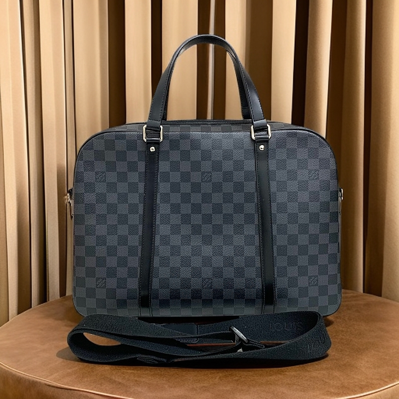 95新 LouisVuitton/路易威登 LV黑棋盘格公文包 单肩包 9646481