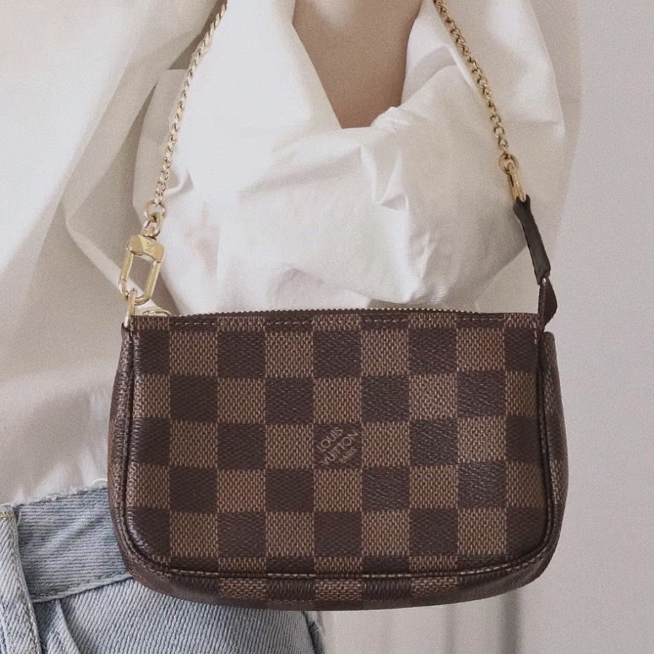 95新 LouisVuitton/路易威登 LV 女包棋盘格小麻将手提包 9227836