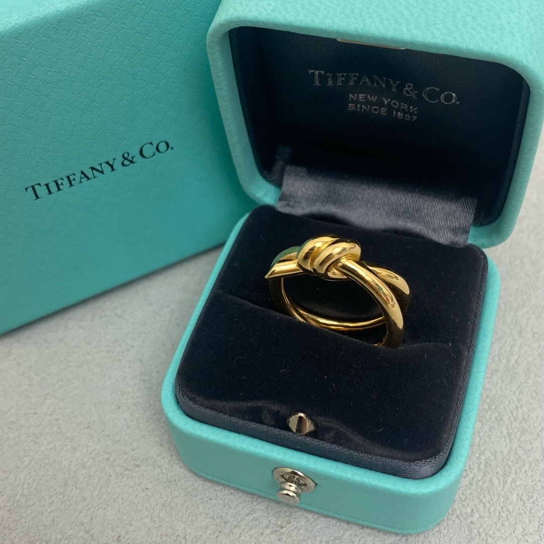 95新 Tiffany & Co./蒂芙尼  knot绳结双行戒指双圈 小u 8628262