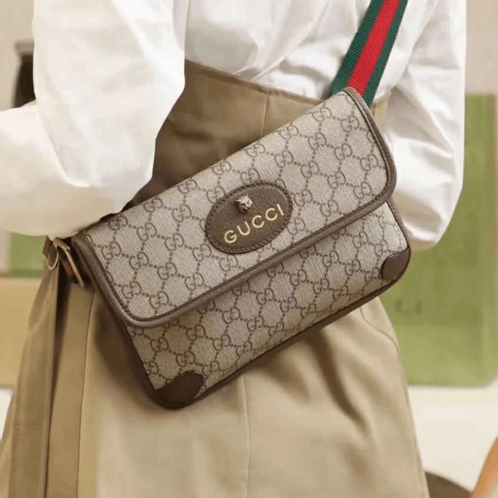 95新 GUCCI/古驰 古驰 老花单面虎头包 腰包 10293106