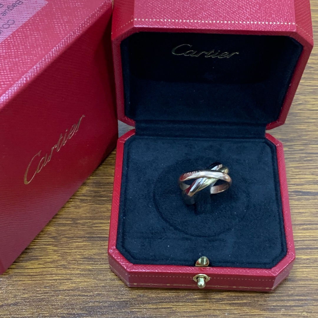 95新 Cartier/卡地亚 卡地亚三色金三环中宽戒指58号