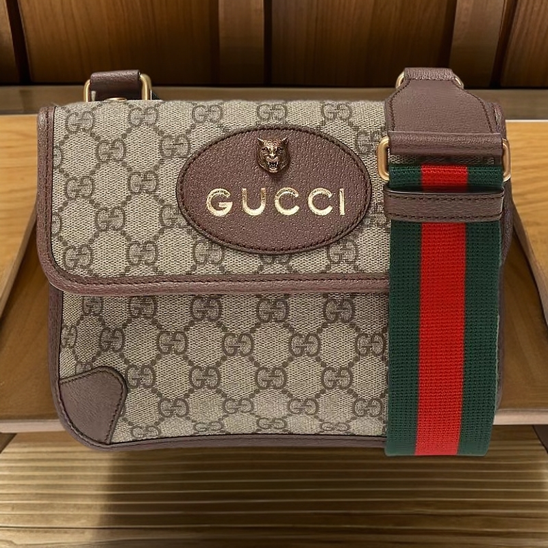 95新 GUCCI/古驰 小号双面虎头邮差包 单肩包 9646555女包二奢