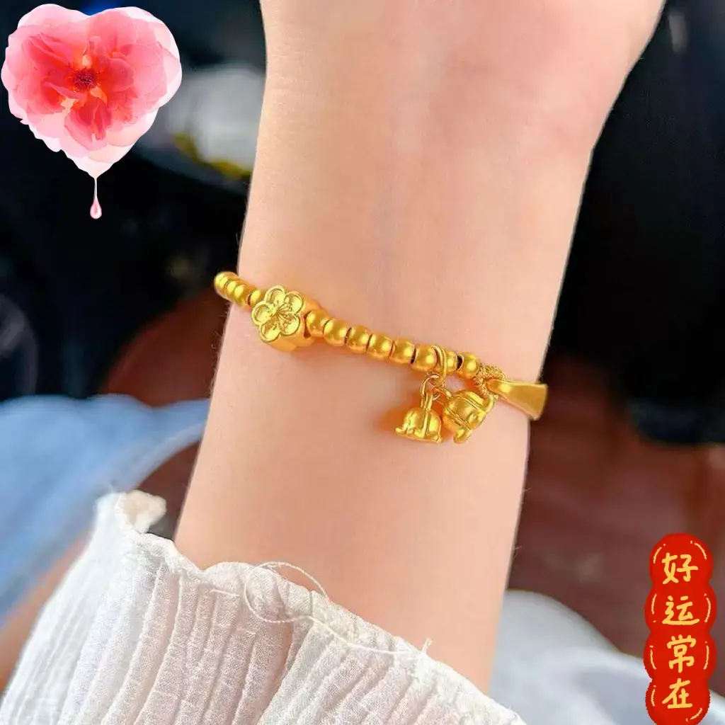 铃兰花手链女两世欢铃铛半镯福字福龙手串半圆手链
