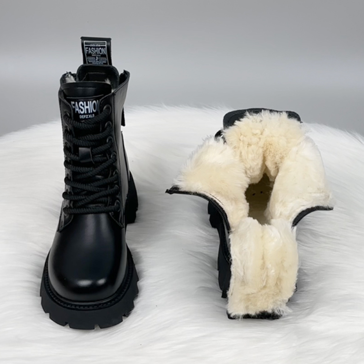 厚底女皮毛一体加厚棉靴2025冬季羊毛靴防滑雪地靴加绒加厚马丁靴