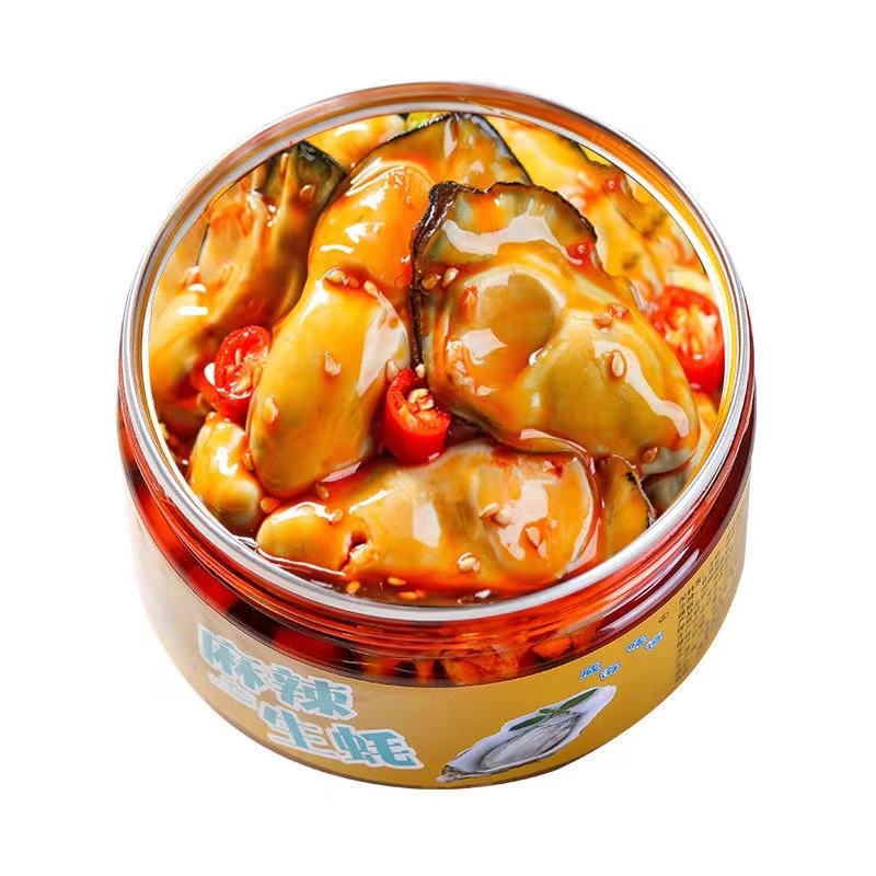 蒜蓉生蚝罐头麻辣生蚝肉即食海鲜熟食罐新鲜海蛎子小吃下饭菜笋0g