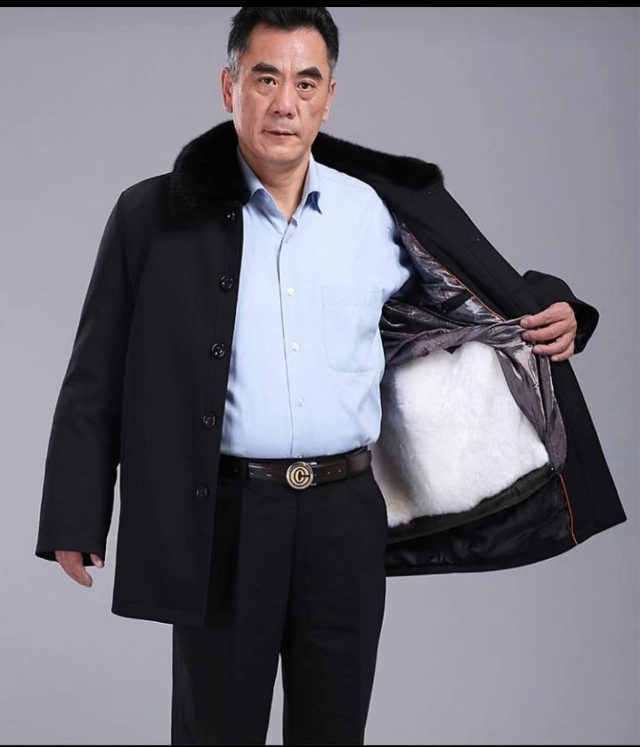 男士真羊皮毛一体尼克服