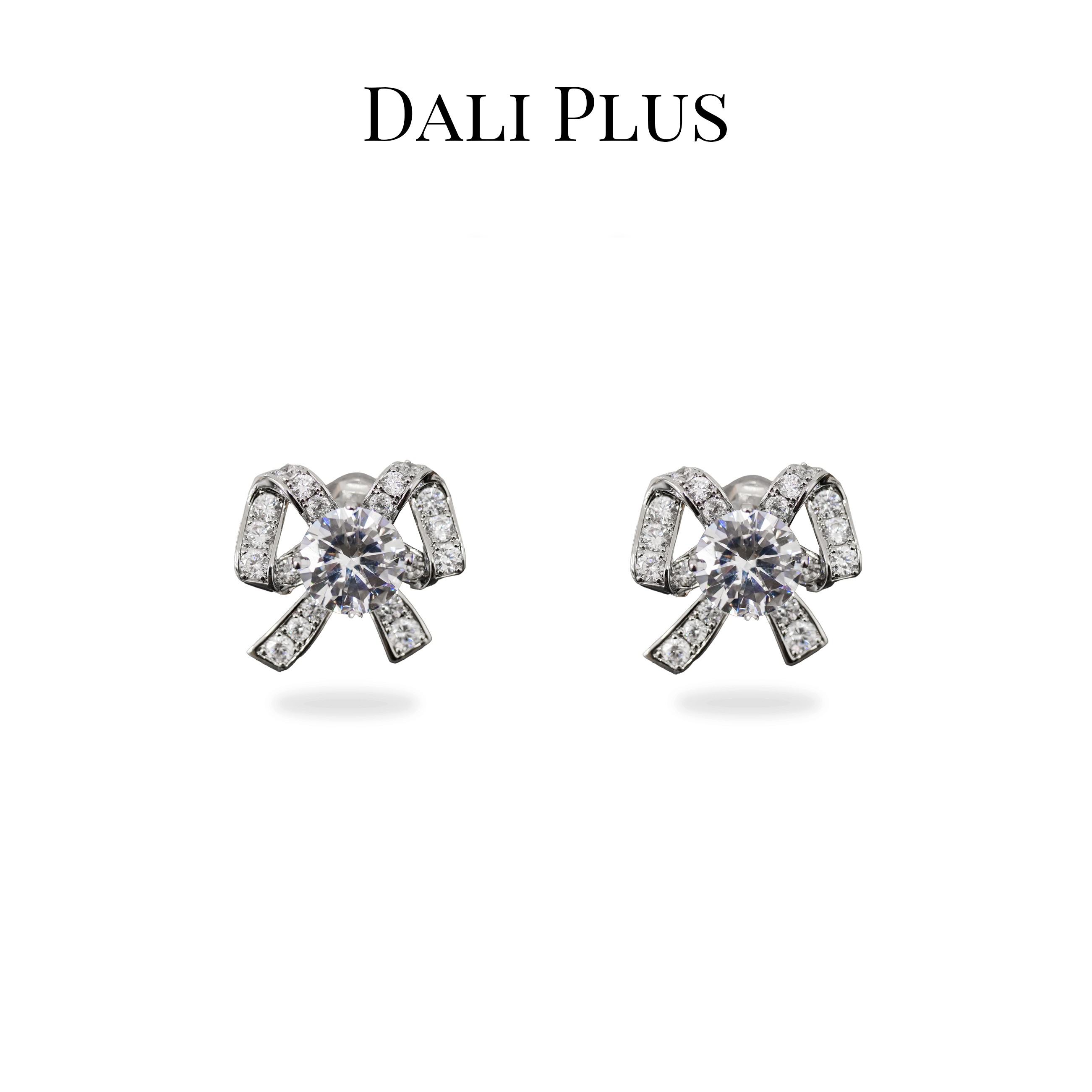 DALI PLUS 铜合金合成锆石耳饰 时尚精致 蝴蝶结耳钉-DALIEH-007