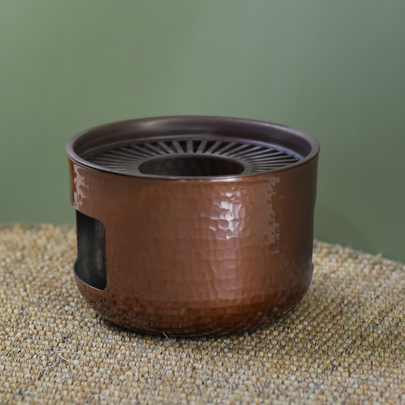 围炉煮茶器碳炉酒精炉加厚紫铜手工烤色铜炉茶桌户外铜炉具温茶炉