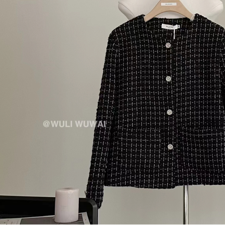 鑫燃KIKI 外套小香风气质长袖短款时尚休闲  23928  WU