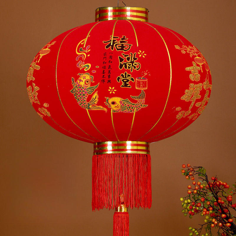 户外防水植绒灯笼大门口一对乔迁福字灯笼新年大红灯笼春节挂饰