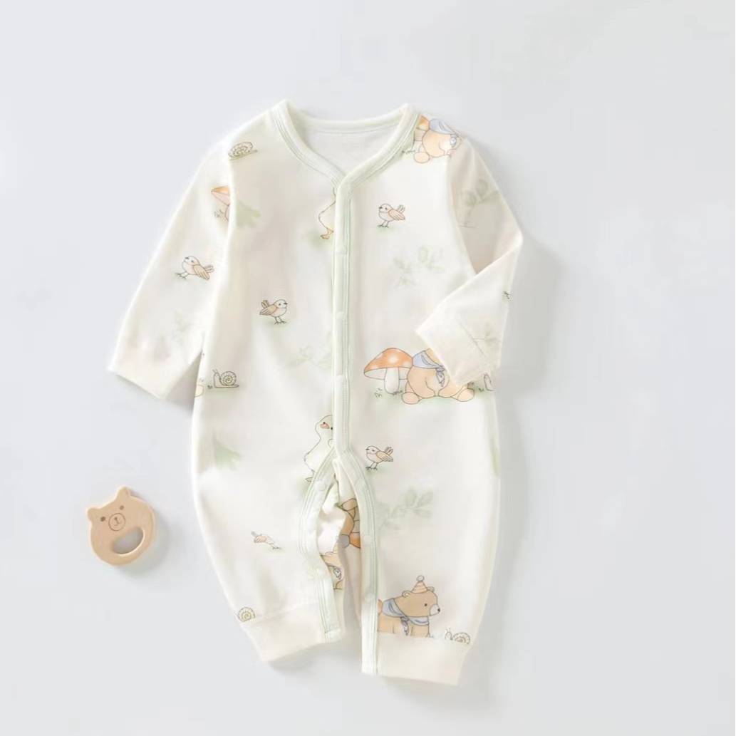 秋季纯棉宝宝长袖连体衣幼儿婴儿连身衣无骨A类贴身新生婴闭裆