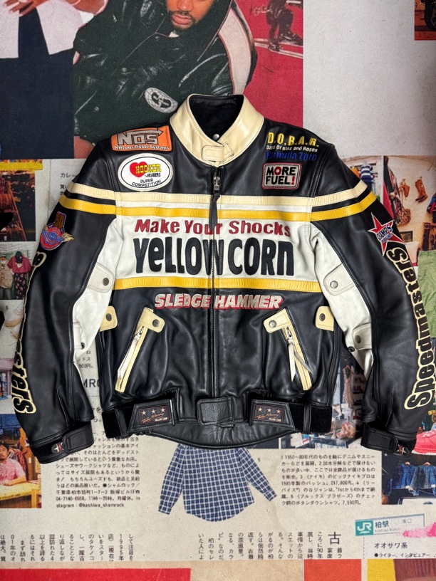 文艺复兴Vintage古着孤品 重磅高货 YELLOW CORN机车夹克皮衣