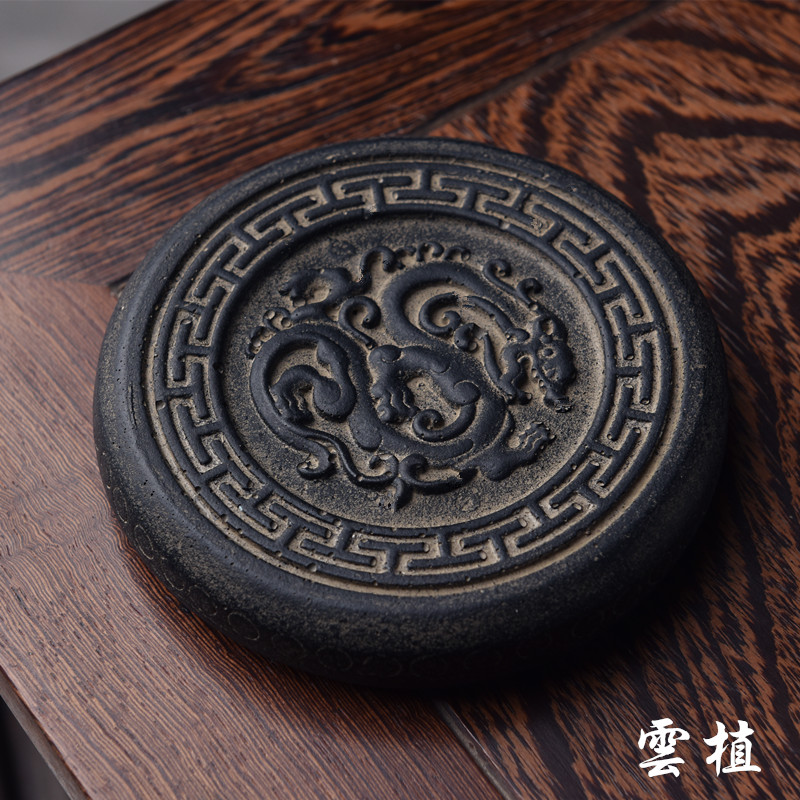 雲植.仿古小青龙花盆底座杯垫壶承