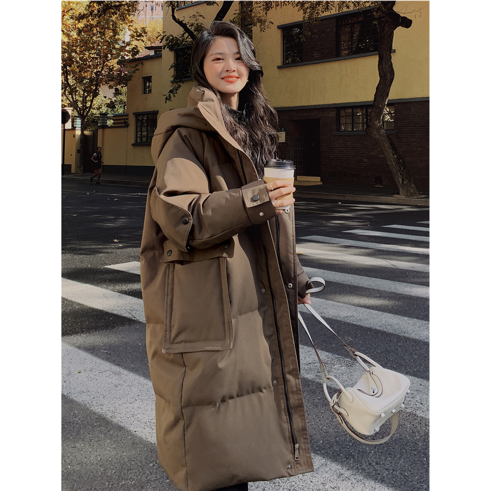 艾羽丝反季羽绒服服女2023新款中长款工装加厚设计高级感冬装棉衣