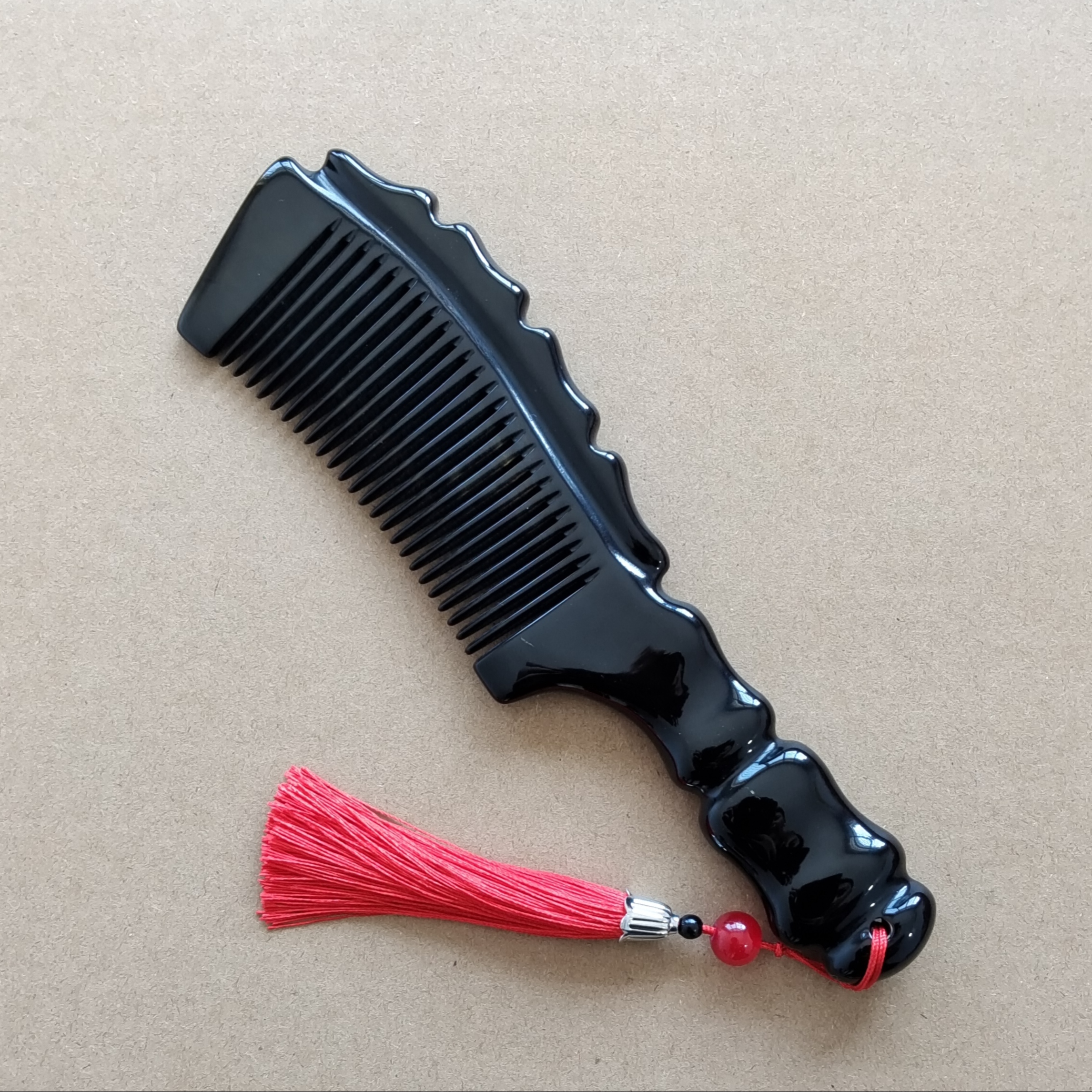 天然牛角黑水黑金刚20厘米左右长护发手柄梳男士女士家用