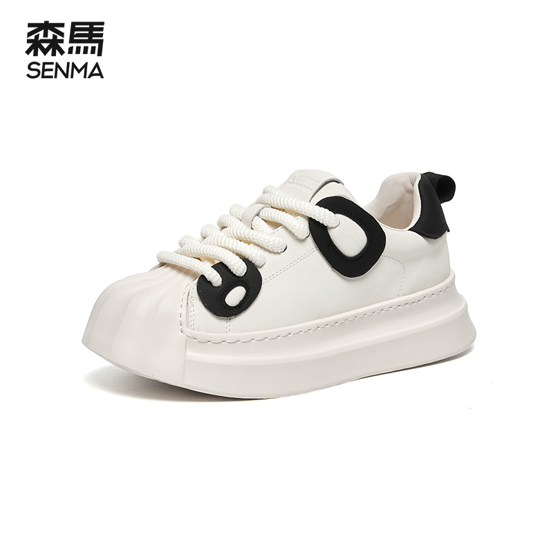 SENMA/森马奶牛鞋贝壳头秋季透气平底休闲运动鞋百搭潮低帮板鞋女