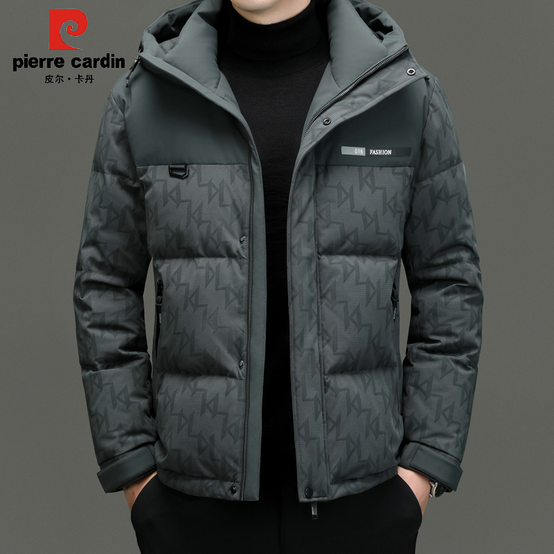 皮尔卡丹90%白鸭绒羽绒服男士冬季新款保暖防风外套户外男装