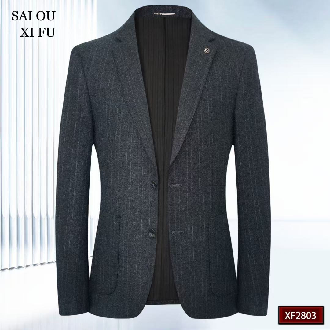 男士休闲西装外套秋冬加厚商务单西毛呢
